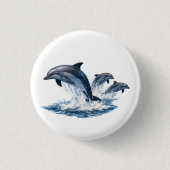 Drei springende Delfine, Ozean-Lebens Hut-Design Button (Vorderseite)