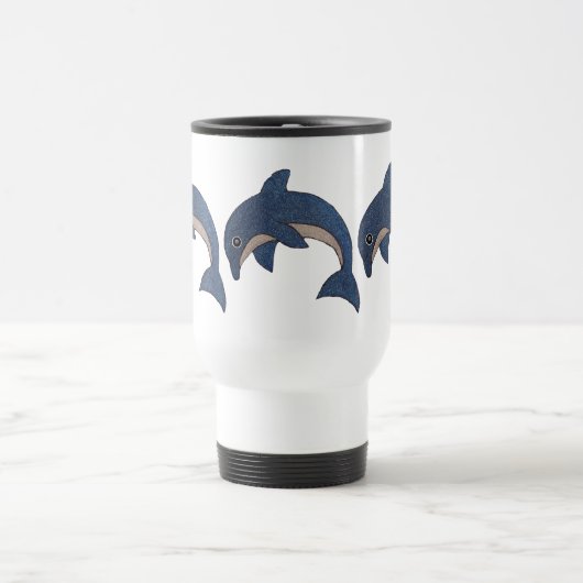 Drei springende dunkelblaue blaue Delphine Reisebecher (Mittel)