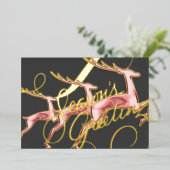 Drei springende Hirschhellrosa Folien Feiertagskarte (Stehend vorne)