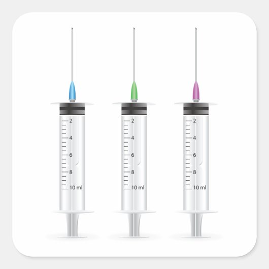 Drei Spritzen Quadratischer Aufkleber (Vorderseite)