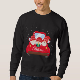 Drei Sterne im roten Lkw mit frohen Weihnachten Sweatshirt