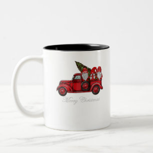 Drei Sterne in rotem LKW mit fröhlicher Weihnachts Zweifarbige Tasse