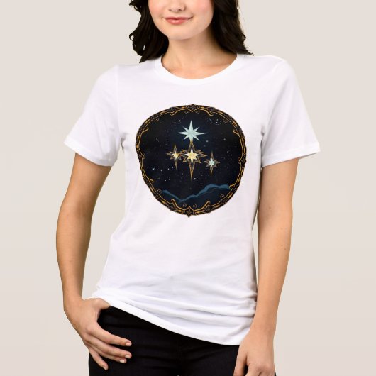 „Drei Sterne – Lichtpfad am Himmel“ Tri-Blend Shirt (Vorderseite)