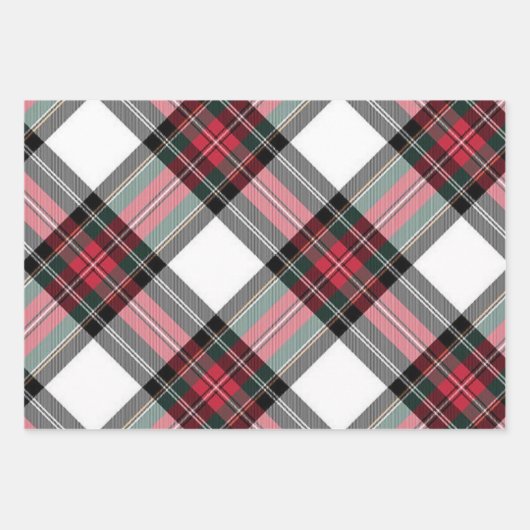Drei Stewart-Karierte Wrapping Paper Sheets Geschenkpapier Set (Vorderseite)
