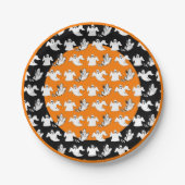 Drei Stile fliegende Geister zu Halloween-Farben Pappteller (Vorderseite)