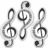 Drei stilisierte Treble Clefs mit Schlüsseln Aufkleber (Vorderseite)