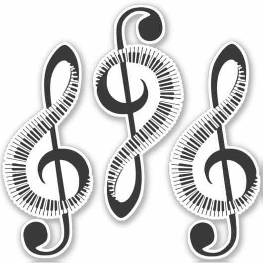 Drei stilisierte Treble Clefs mit Schlüsseln Aufkleber (Vorderseite)