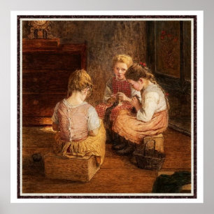 Drei Strickmädchen von Walter Firle Poster