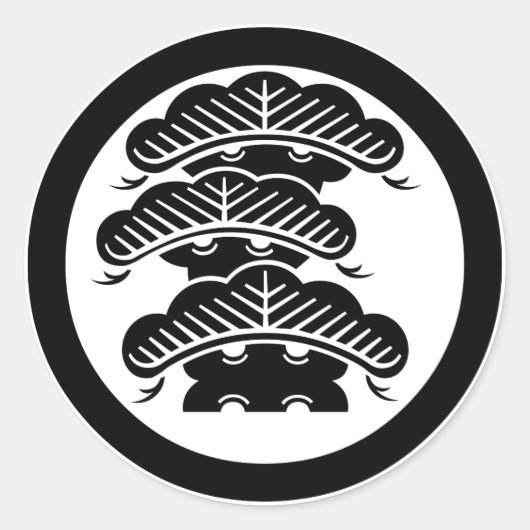 Drei-Stufen-Kiefer mit Arashi L im Kreis Runder Aufkleber (Vorderseite)