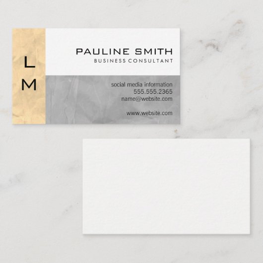 Drei-Stufen-Monogramm Visitenkarte (Vorne/Hinten)