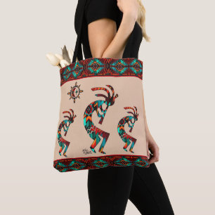 Drei Südwest Kokopelli und Sonnen-Tasche Tasche