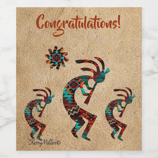 Drei-Südwesten-Kokopelli-Weinkarte Weinetikett (Einzelnes Label)