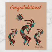 Drei-Südwesten-Kokopelli-Weinkarte Weinetikett (Einzelnes Label)