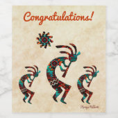 Drei-Südwesten-Kokopelli-Weinkarte Weinetikett (Einzelnes Label)