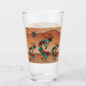 Drei südwestliche Kokopelli und Sonne Glas (Vorderseite)