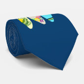 Drei Surfbretter Navy Blue Krawatte (Gerollt)