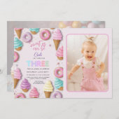 DREI süß, wie kann Mädchen 3. Geburtstag Einladung (Vorne/Hinten)