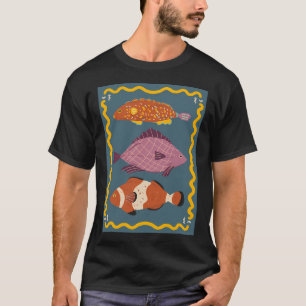 Drei süße Fische - blauer Hintergrund T-Shirt