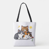 Drei süße Katzen Freundschaft Tasche (Rückseite)