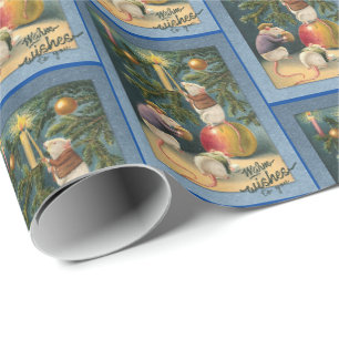 Drei süße Mäuse schmücken den Weihnachtsbaum Geschenkpapier
