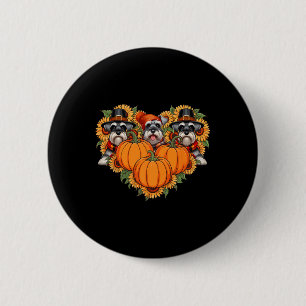 Drei süße Schnauzer Thanksgiving Pilger Herbst So Button