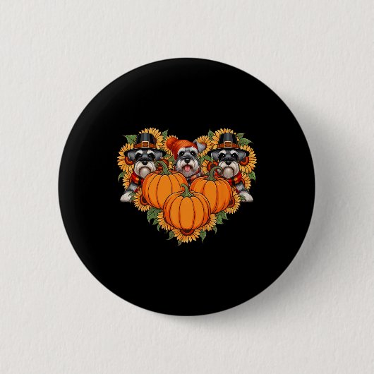 Drei süße Schnauzer Thanksgiving Pilger Herbst So Button (Vorderseite)