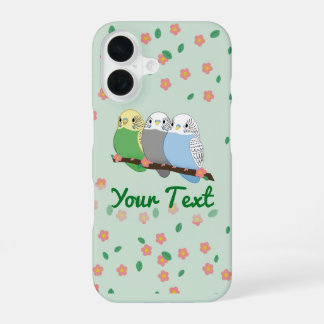 Drei süße Wellensittiche Florale Kirschblüte iPhone 16 Hülle