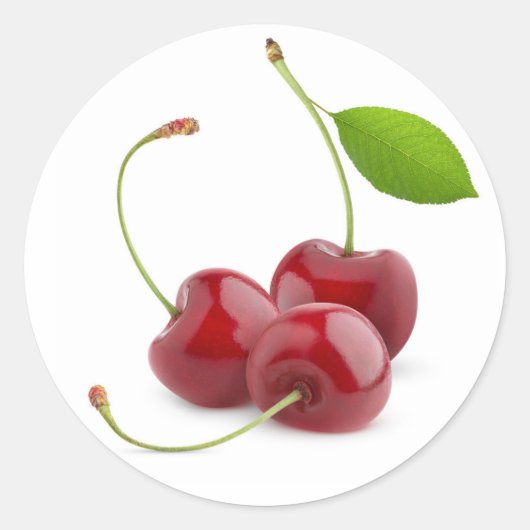 Drei Süßkirschen Runder Aufkleber (Vorderseite)
