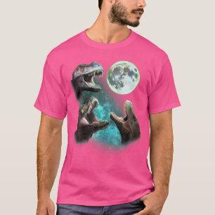 Drei T-Rex Dinosaurier heulen am Mond 3 Wölfe Paro T-Shirt