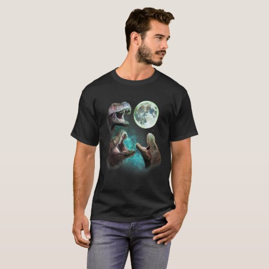 Drei T Rex Dinosaurier Howl bei Moon 3 Wölfe Parod T-Shirt (Vorne ganz)