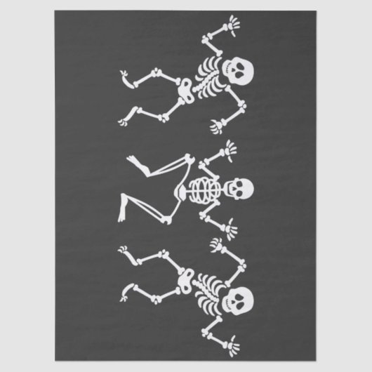 Drei tanzende Skelette schwarz-weiß Decoupage Seidenpapier (Vorderseite)