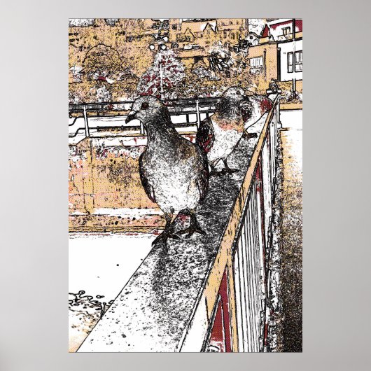 Drei Tauben am Hythe Canal Poster (Vorne)