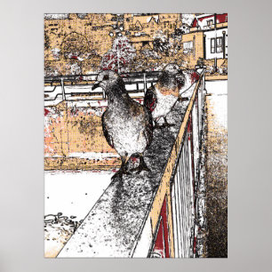 Drei Tauben am Hythe Canal Poster