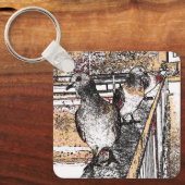 Drei Tauben auf einer Brücke Schlüsselanhänger (Vorderseite)