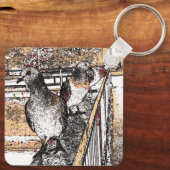 Drei Tauben auf einer Brücke Schlüsselanhänger (Rückseite)