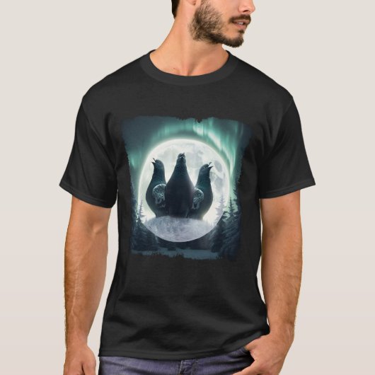 Drei Tauben heulen auf dem Mond Parody 3 Wolf Mo T-Shirt (Vorderseite)