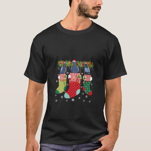 Drei Tauben in Socken Funny Ugly Christmas Sweater T-Shirt (Vorderseite)