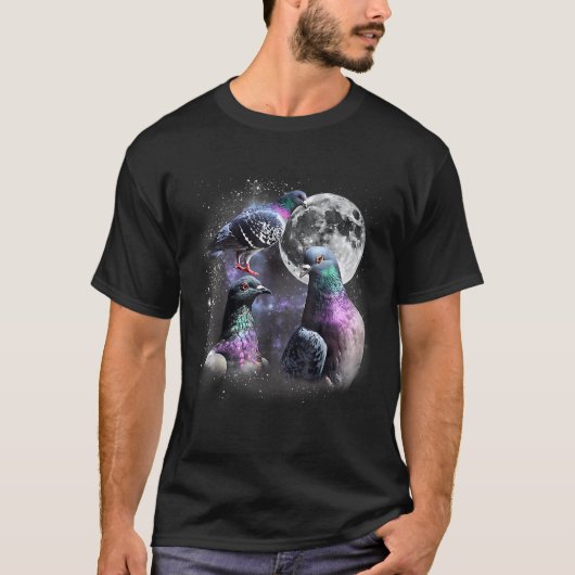 Drei Tauben Retro Funny Tauben Howling at T-Shirt (Vorderseite)