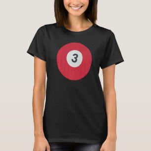 Drei Team Nummer 3 Lucky Red Ball Billiard Pool T-Shirt