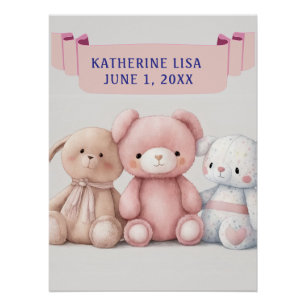 DREI TEDDIEN MIT NAMEN VON KINDERN POSTER