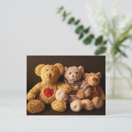 Drei Teddy Bears Postkarte (Stehend Vorderseite)