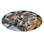 Drei Tiger beim Spiel Schneidebrett (Ecke)