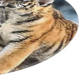 Drei Tiger beim Spiel Schneidebrett (Ecke)