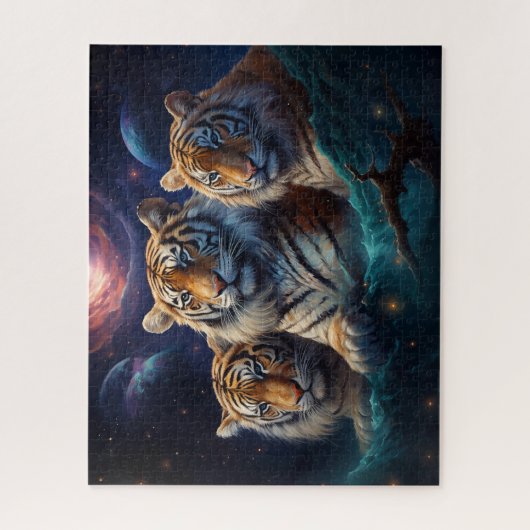 Drei Tiger Cosmic Fantasy Art Puzzle (Vertikal)