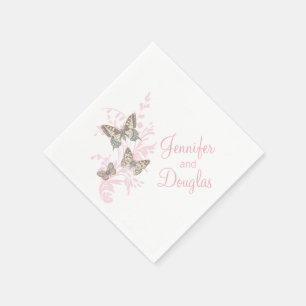 Drei Tintenfliege, rosa Papierserviette