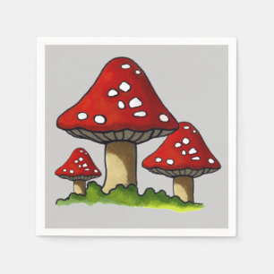 Drei Toadstools, ursprüngliche Illustration Serviette