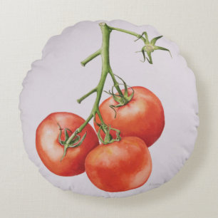 Drei Tomaten auf der Rebe 1997 Rundes Kissen
