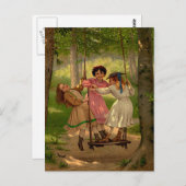 Drei Tomboys Vintag Illustration Postkarte (Vorne/Hinten)