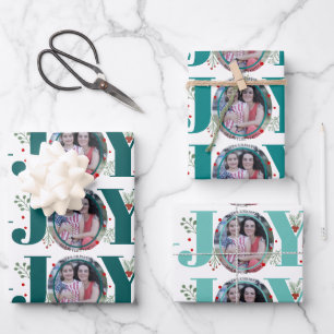 Drei Töne aquamarin blau Freude Weihnachtsfeiertag Geschenkpapier Set