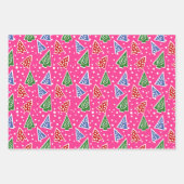 Drei Töne rosa Weihnachtsbäume Geschenkpapier Set (Vorderseite 2)